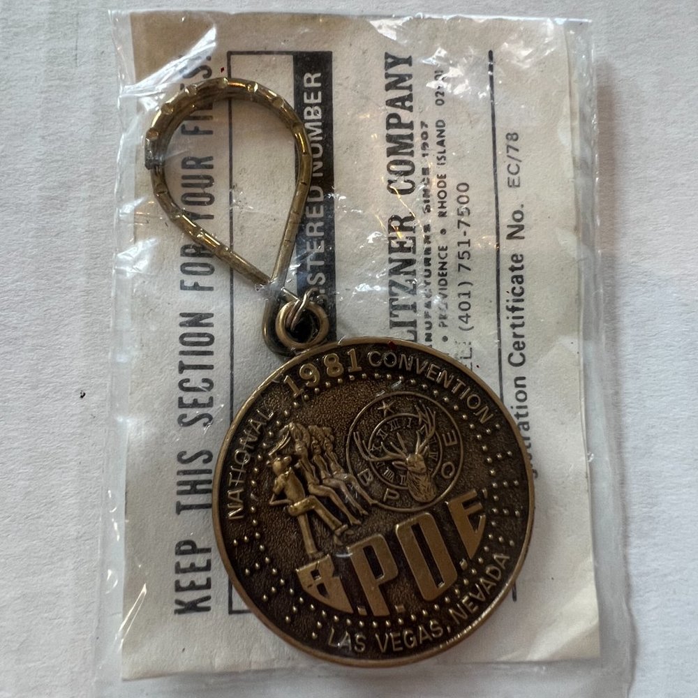 Vintage BPOE Elks Medal Keychain: 1981 National Convention Las Vegas Nevada